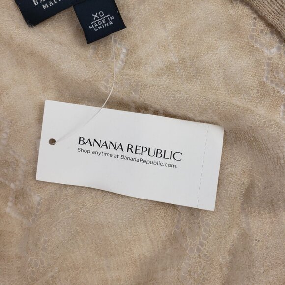 Banana Republic Xs Cardigan Knit Alpaca Wool blend Lightweight Tan Cream Sweater - Picture 8 of 16